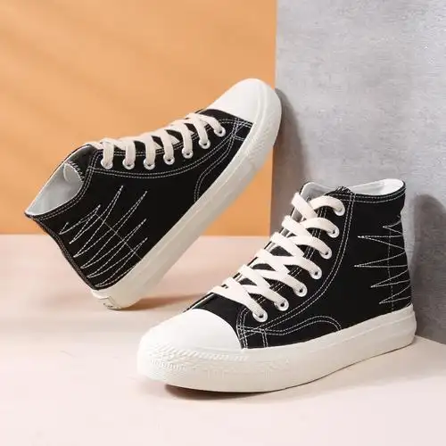 透气男士高帮休闲鞋 韩版简约百搭男帆布鞋