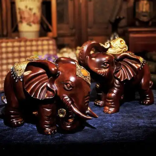 工艺品大象摆件一对客厅树脂家居饰品镇宅招财纳福风水象装饰品