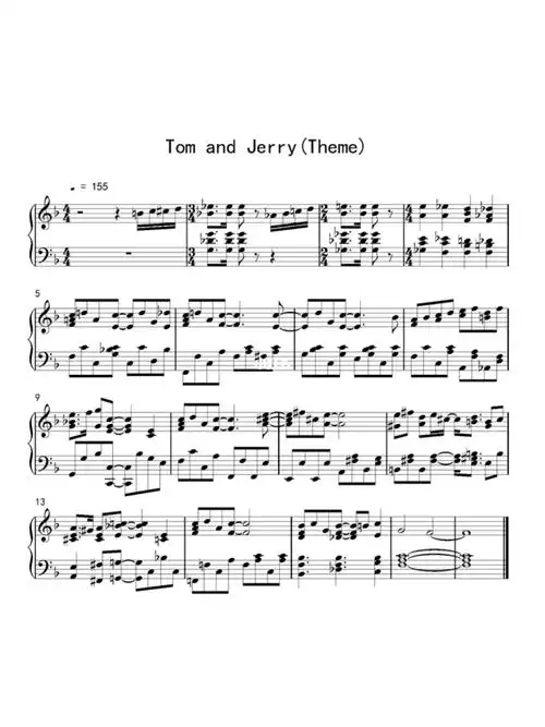 猫和老鼠主题曲tomandjerry片头曲钢琴谱
