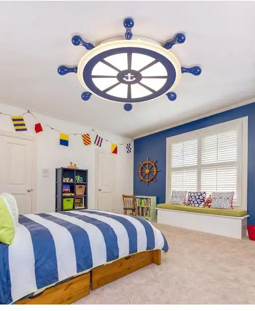 儿童房吸顶灯 男孩房间灯卡通船舵女孩卧室灯美式创意地中海灯具-t