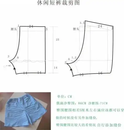 大短裤裁剪纸样