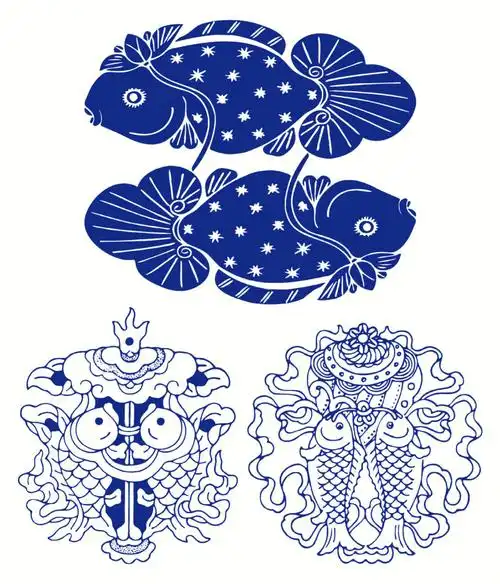 传统古典图案纹饰鱼纹17