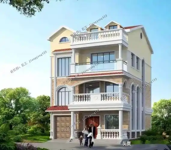 3款三层半设计农村别墅带商铺车库农村建房一栋就够了