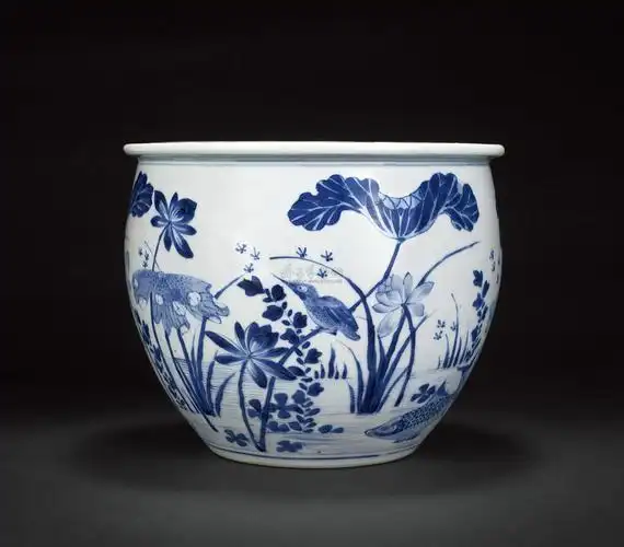 【康熙 青花荷花鱼纹小缸】拍卖品_图片_价格_鉴赏_清代青花瓷器_雅昌
