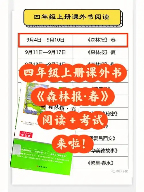 四上必读课外书森林报春阅读考试