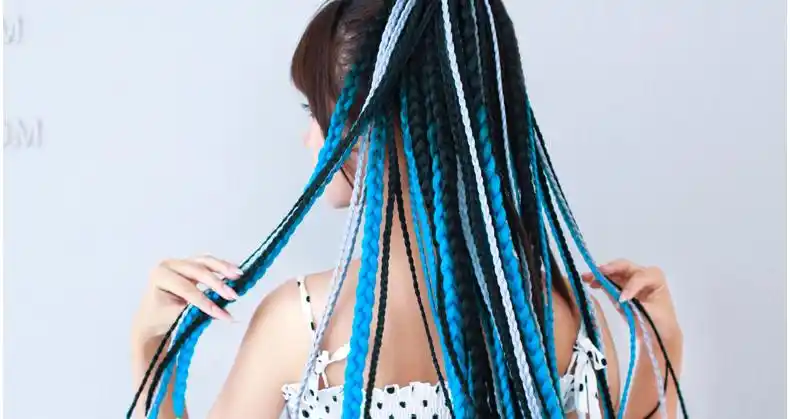 2022新款雷鬼脏辫马尾假发手工辫子彩色渐变街舞爵士舞蹈表演嘻哈脏