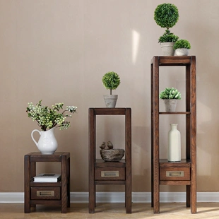花架子客厅落地式花架木电视旁边置物架摆件高端花盆架实木新中式
