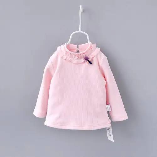 婴装幼儿长袖t恤百搭宝宝花边翻领上衣女童娃娃领打底衫公主全棉