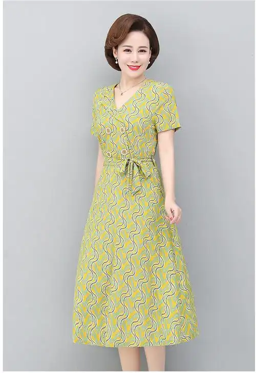 中老年女装70后女人服洋气50岁妈妈夏裙连裙中年时尚气质长裙