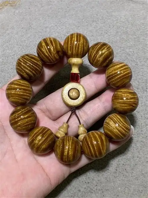 0*12颗佛珠小叶桢楠枯木老料水波纹文玩木念珠 四川金丝楠木手串2.