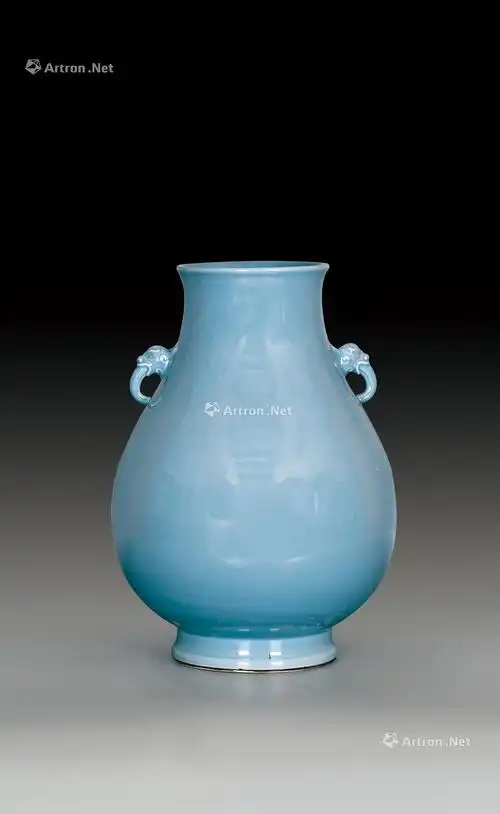 【清代 天青釉双兽耳尊】拍卖品_图片_价格_鉴赏_清代单色釉瓷器_雅昌