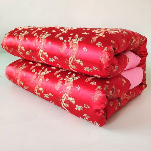 龙凤被套丝绸绸缎被子老式包边棉被手工被面被子