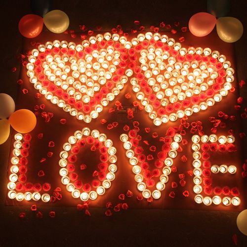 场景礼物芳香茶蜡心形紫色茶蜡烛爱情安全白色无烟表白创意摆设