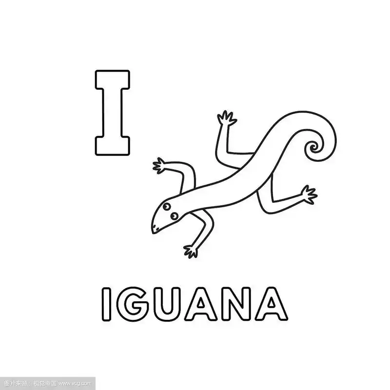 可爱的卡通动物字母鬣蜥