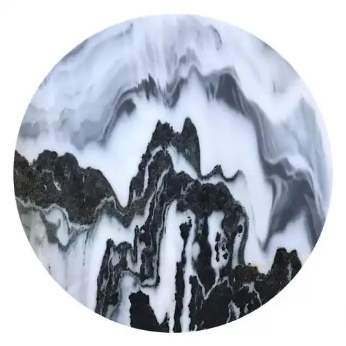 天然云南大理石图案大理石画山水尺寸直径56厘米天然大理石