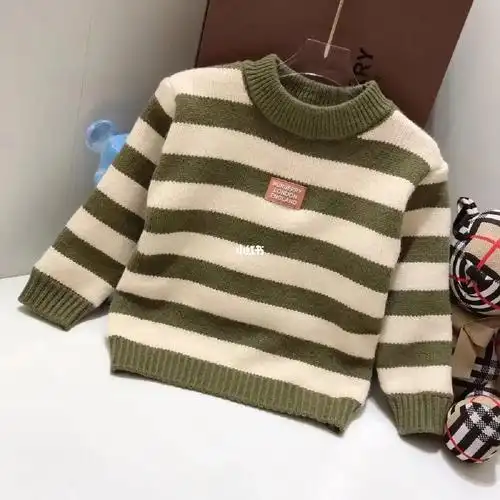 b家儿童新品三色条纹针织毛衣,男女宝同款