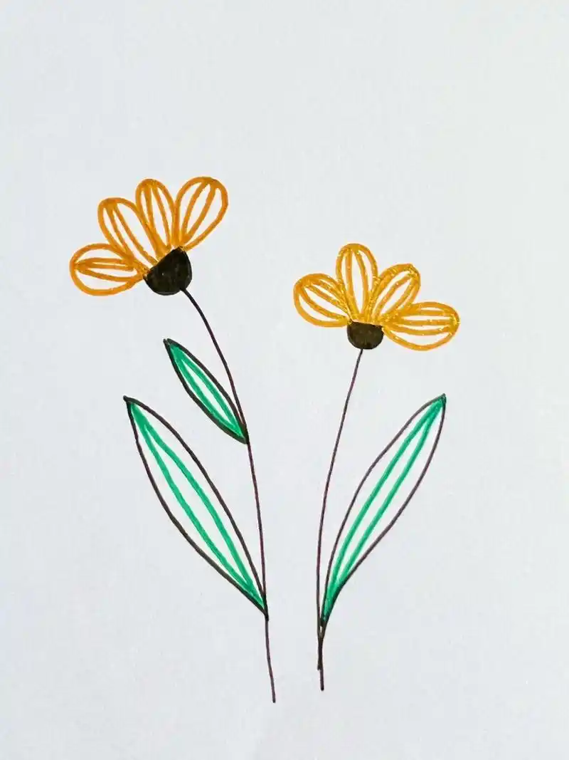 简笔画 黄色野花