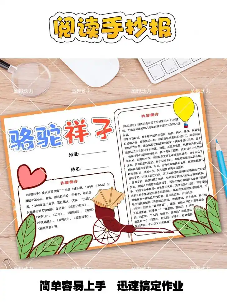 寒假读书手抄报:骆驼祥子.#骆驼祥子手抄报 #骆驼祥子小报  - 抖音