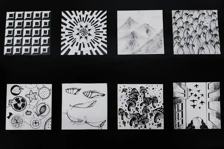 99举报87分享原创作品平面图案构成形式点线面平面构成学生作品《文创