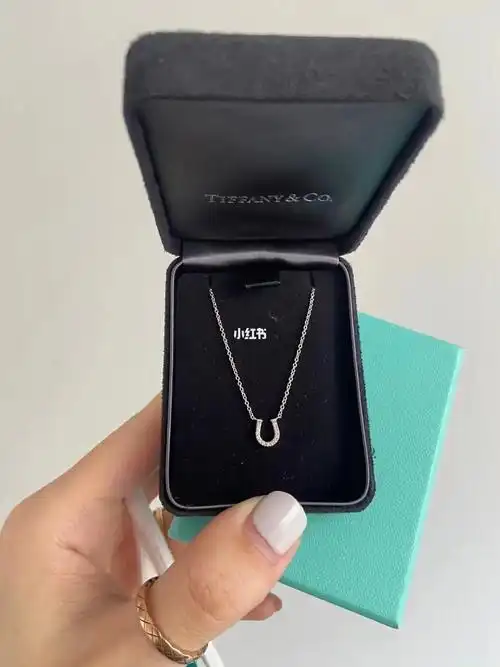 全新全套tiffany蒂芙尼迷你马蹄扣满钻项链18k白金 专柜售价一万多