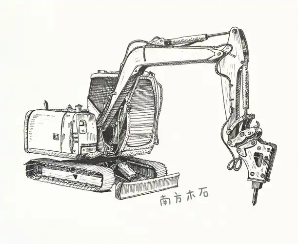 挖掘机写生线描