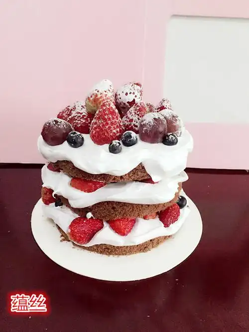 巧克力草莓蓝莓奶油裸蛋糕新鲜水果鲜奶生日蛋糕重庆同城配送
