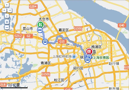 从昆山蓬朗镇到上海徐汇区零陵路距离多远