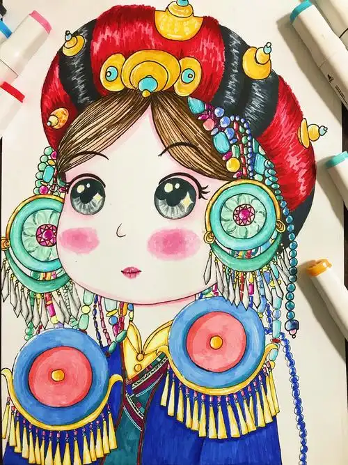 民族风小女孩合集|纯艺术|绘画|姜玲abc - 原创作品 - 站酷 (zcool)