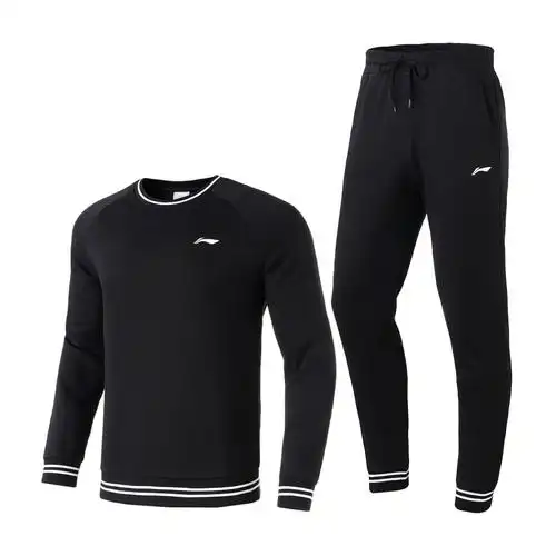 李宁运动套装男士新款圆领套头衫长袖卫衣卫裤休闲运动服awen035