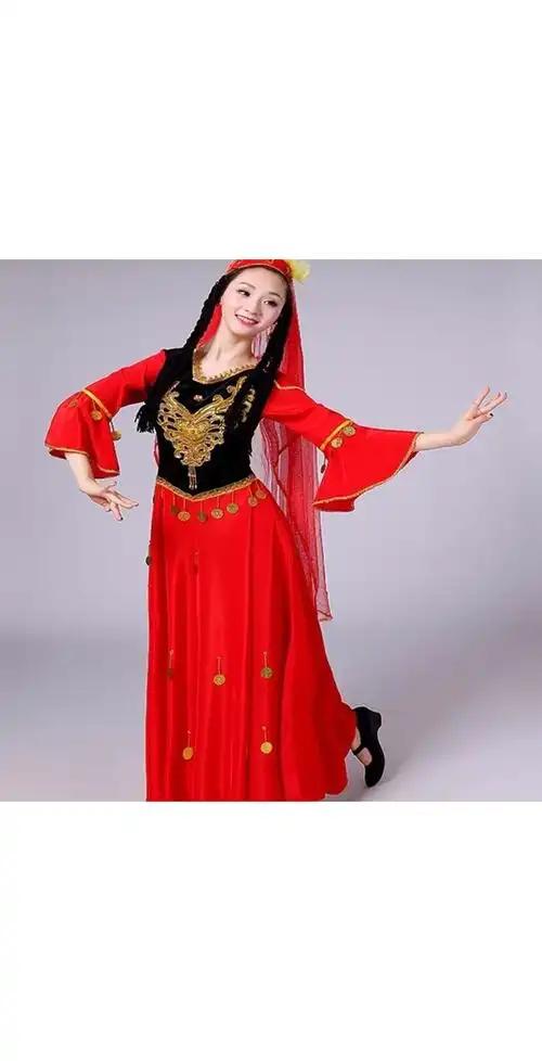 新疆舞蹈演出服女w成人维吾尔族少数民f族服装民族风舞台服维族