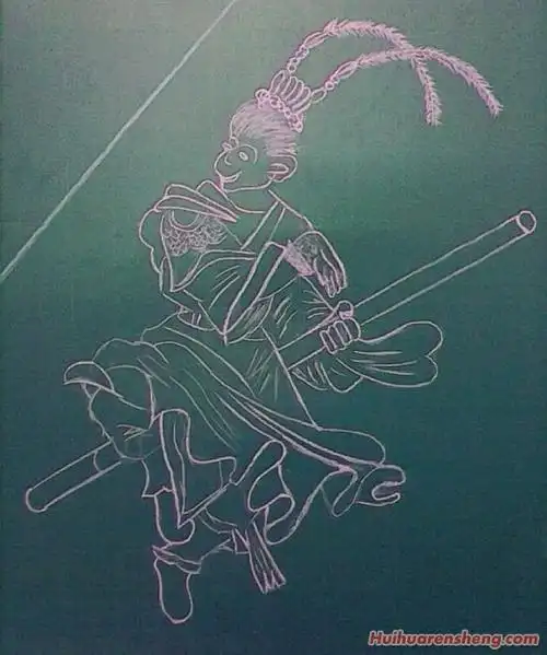 西游记人物美猴王孙悟空手拿金箍棒简笔画图片