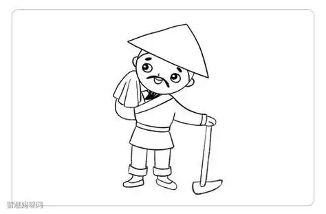 人拿锄头耕地的简笔画(简笔画图片大全) -【爱个性】