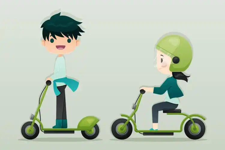 骑电动车的卡通人