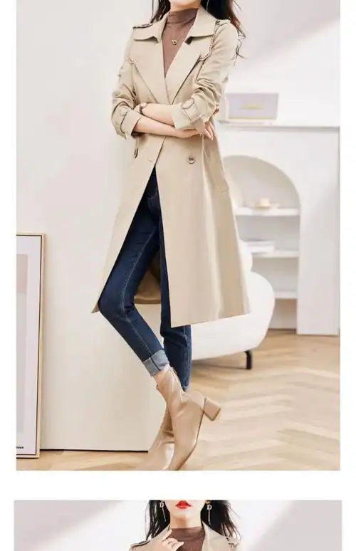 2024年春秋新款红色风衣女中长款流行高级感小个子气质大衣外套