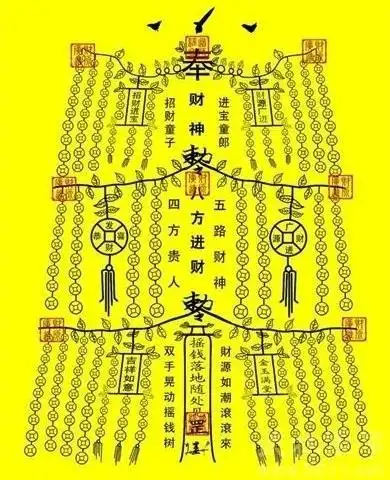 充满神秘力量的道教五鬼运财符