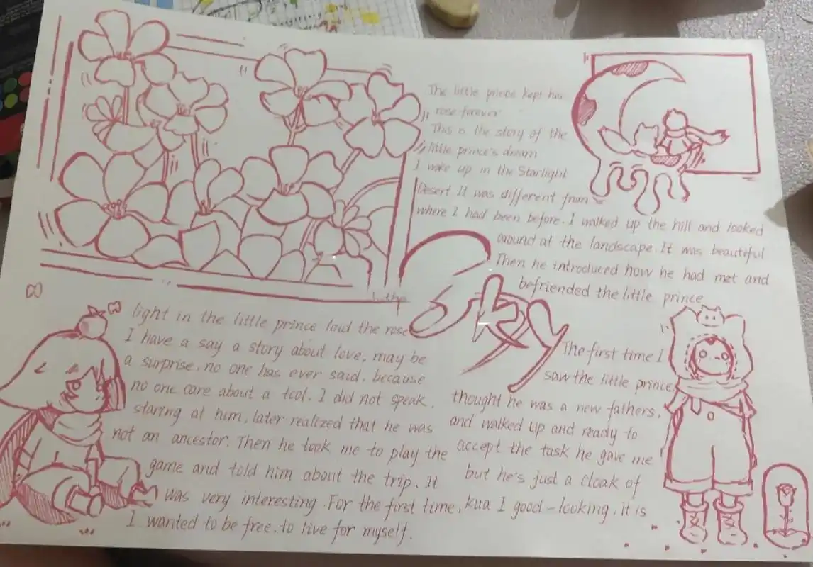 光遇,手抄报 插图来自临摹,笔是丙烯马克笔,不喜勿喷101811!