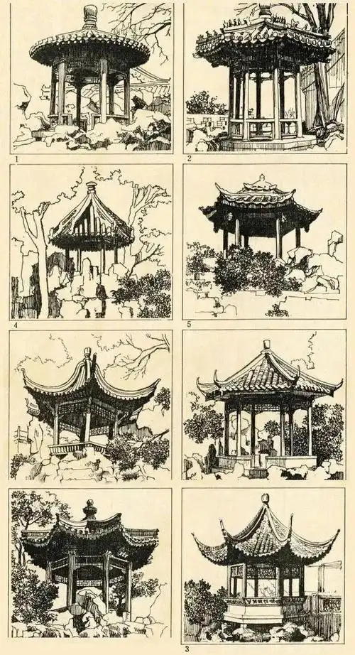 景观亭子手绘临摹训练68例!