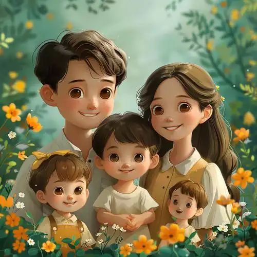 亲子头像 | 一家五口全家福,三个儿子