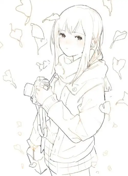 来自插画师 あすぱら的线稿参考动漫绘画中,线稿是构建角色形象的基础