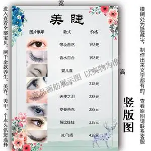 美容院嫁接睫毛价目表项目图片设计美睫价格表海报宣传广告装饰画