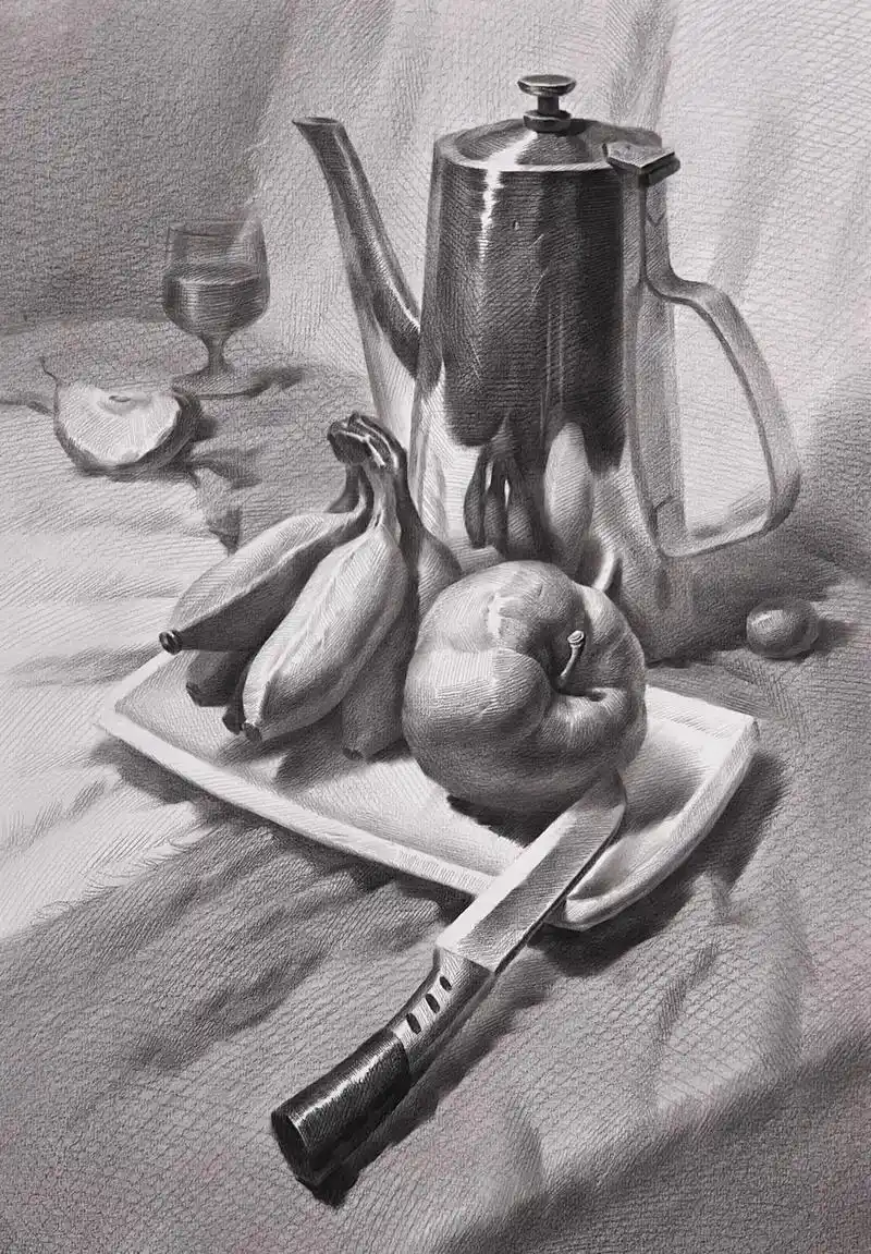 不锈钢素描静物完整步骤#素描静物 #零基础学画画 #素描基础 - 抖音