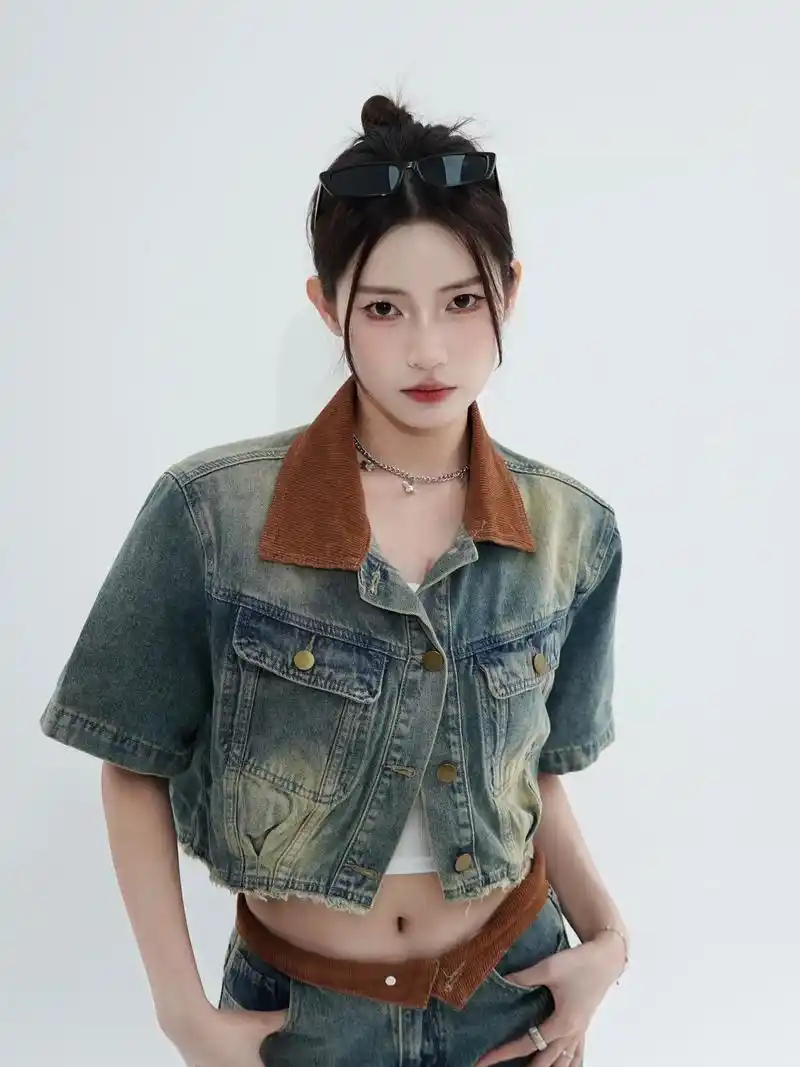 这套牛仔套装真的巨好看啊! 颜色是复 - 抖音