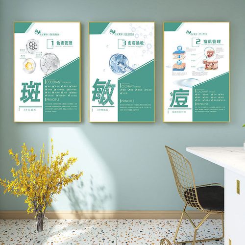痘敏斑调理中心海报宣传画美容院面部皮肤管理色斑类型前后对比图