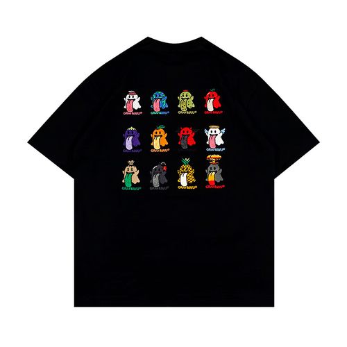 0刺绣宽松休闲短袖t恤男女情侣 黑色 s