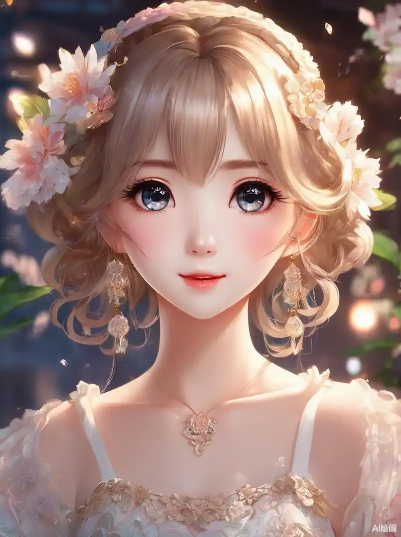 樱花盛开的季节,一位金发蓝眼的动漫美少女,宛如春日里的小精灵,轻盈