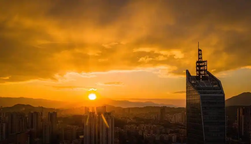 城市夕阳日落唯美景观,图片,壁纸,自然风景-桌酷