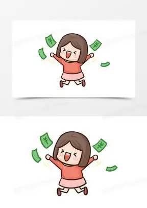 卡通手绘女孩收钱表情包元素