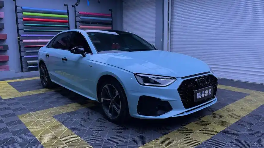 奥迪a4改色贴膜冰川蓝案例分享