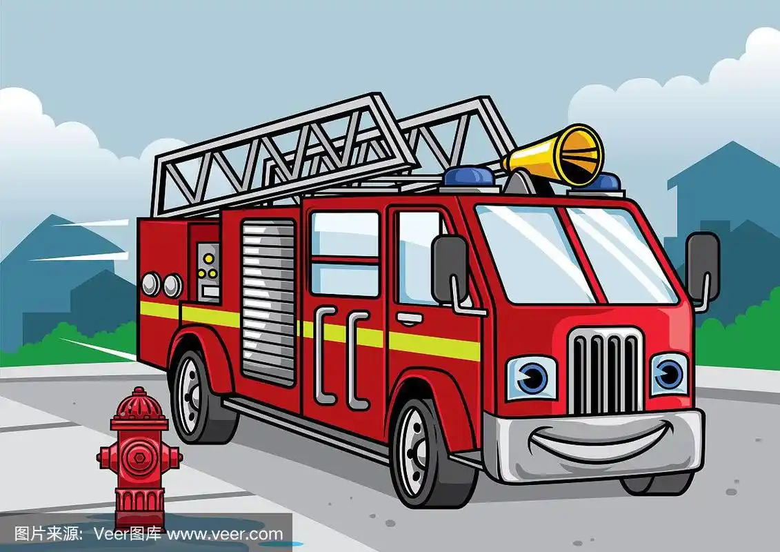 卡通消防车插图