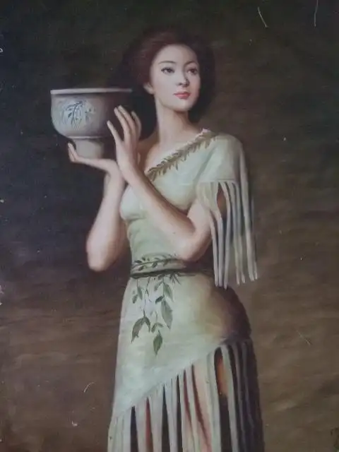 谢楚余之抱坛美女油画一幅